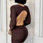 OF - Abito Veronika marrone schiena nuda