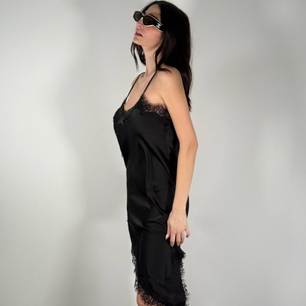 OF - Abito Marta satin nero