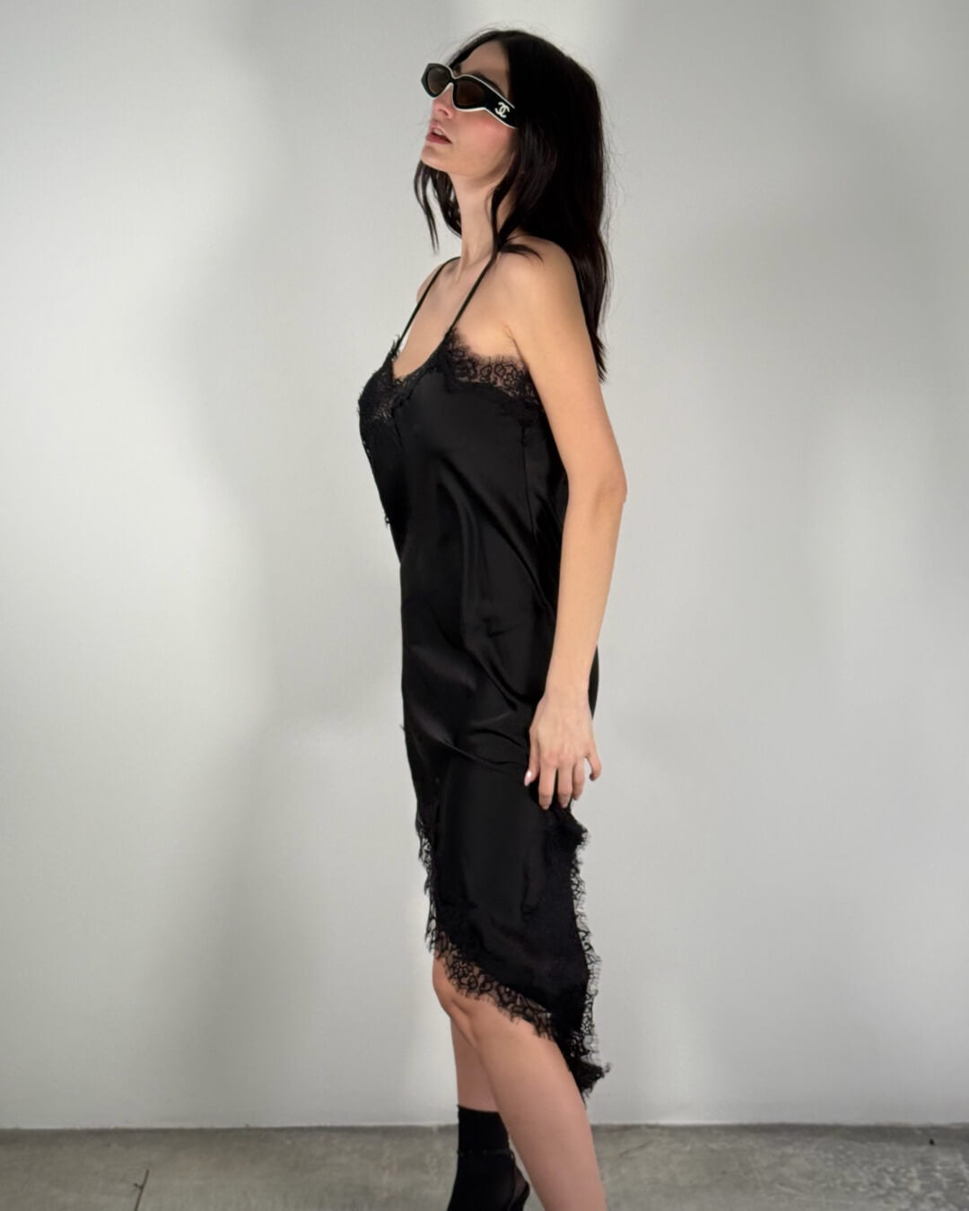 OF - Abito Marta satin nero