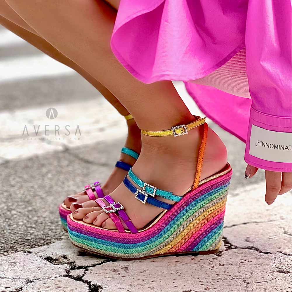 OF - Tacco Rainbowy zeppa multicolor