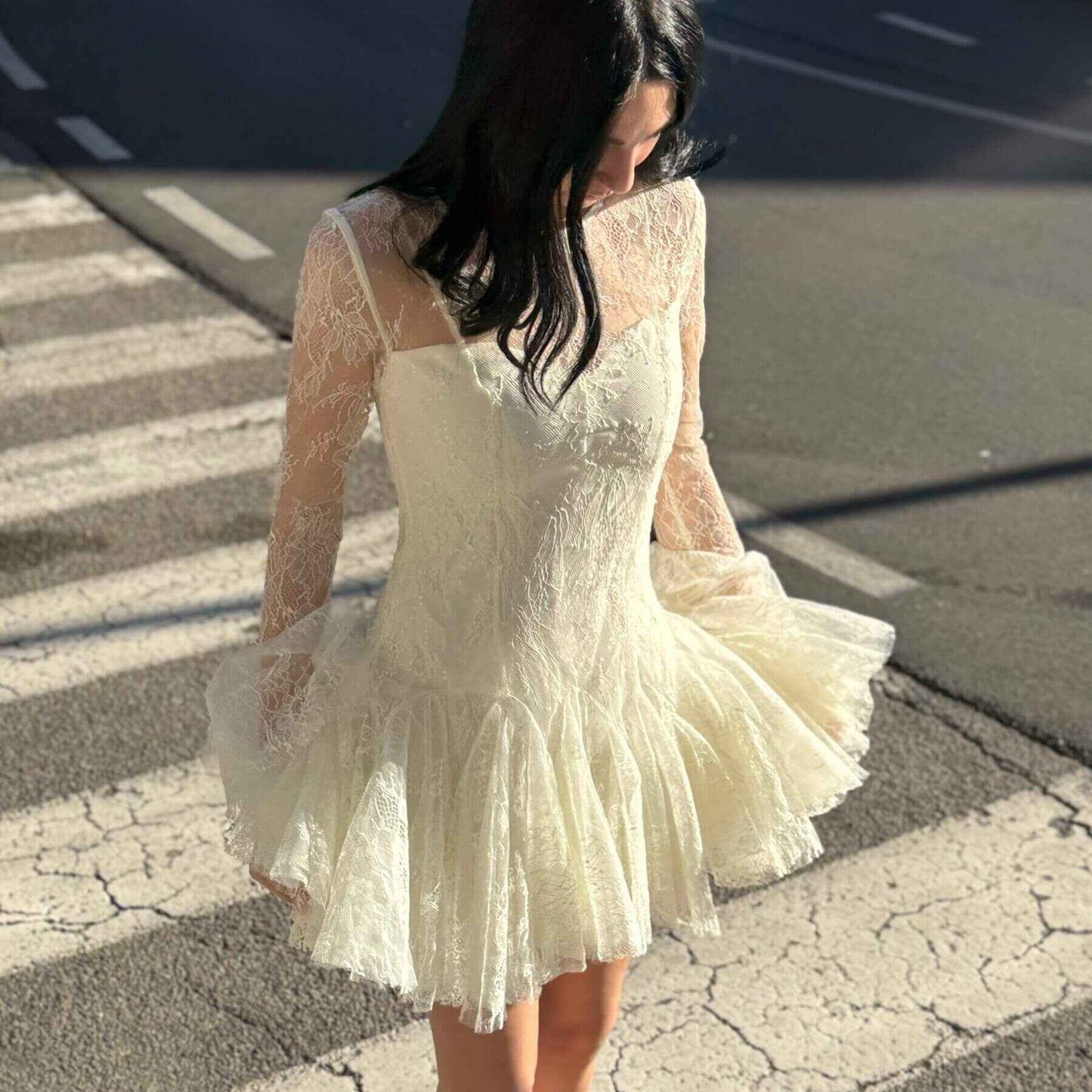 OF - Abito Catherine pizzo avorio