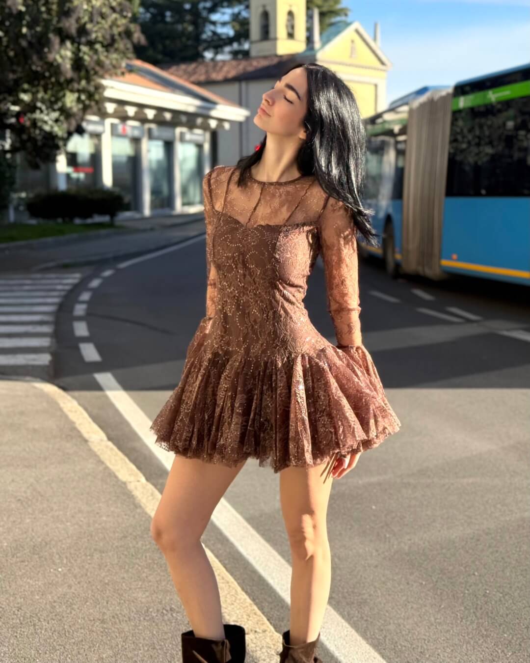 OF - Abito Catherine pizzo marrone