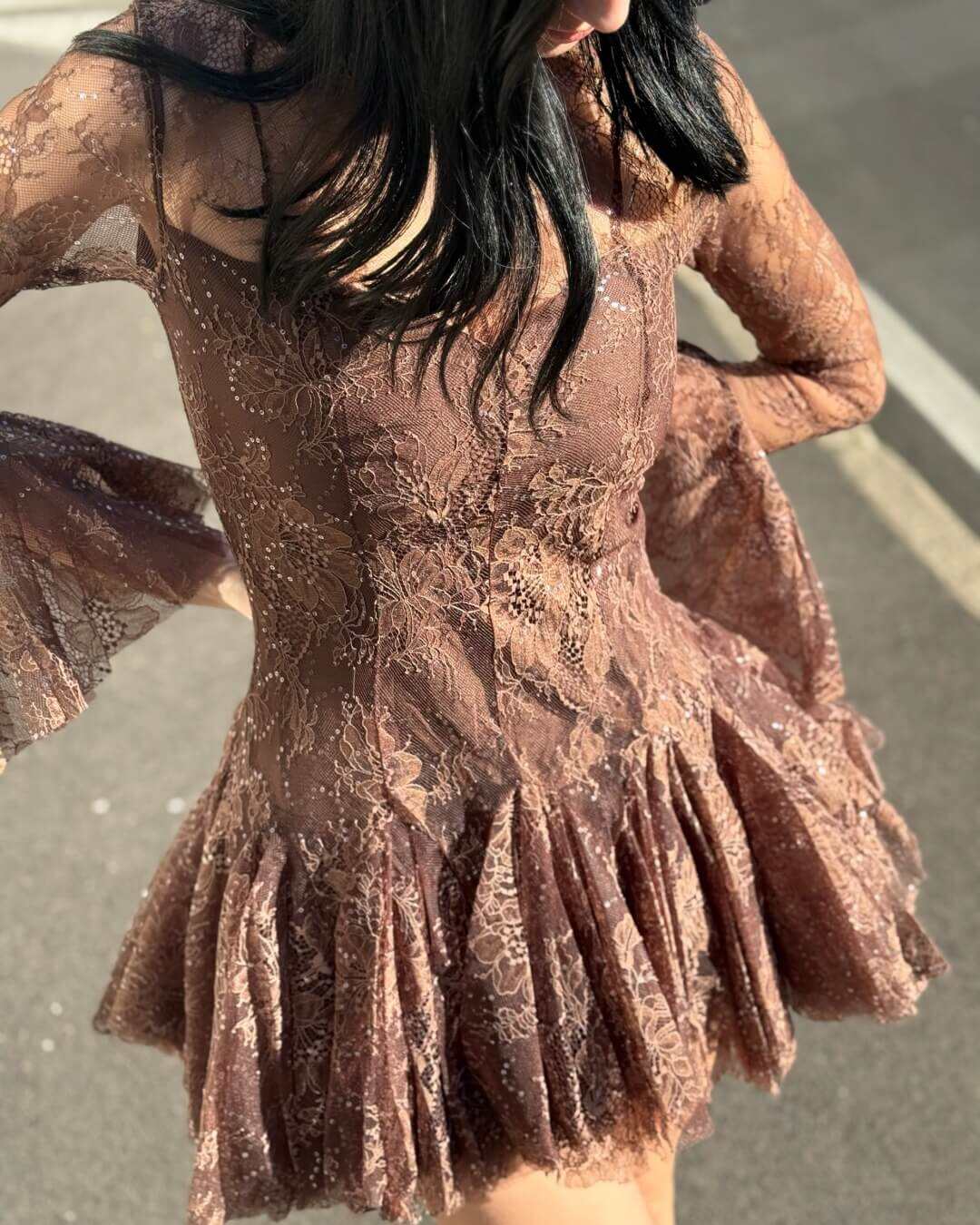 OF - Abito Catherine pizzo marrone