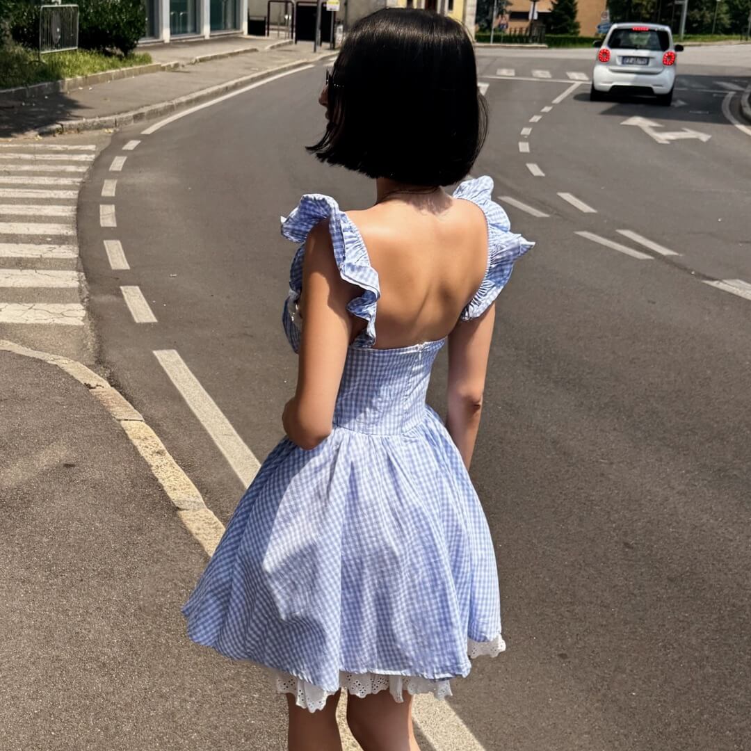 OF - Abito Vi vichy azzurro
