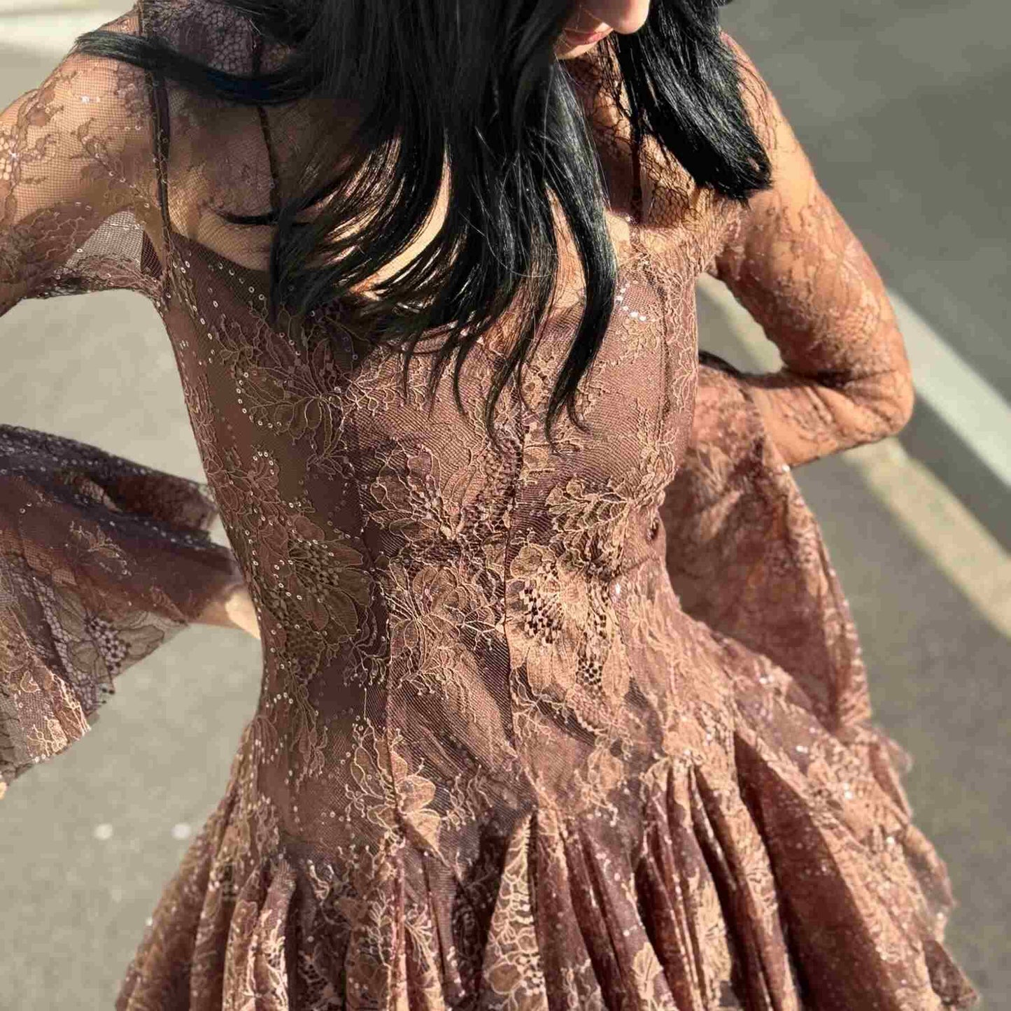 OF - Abito Catherine pizzo marrone