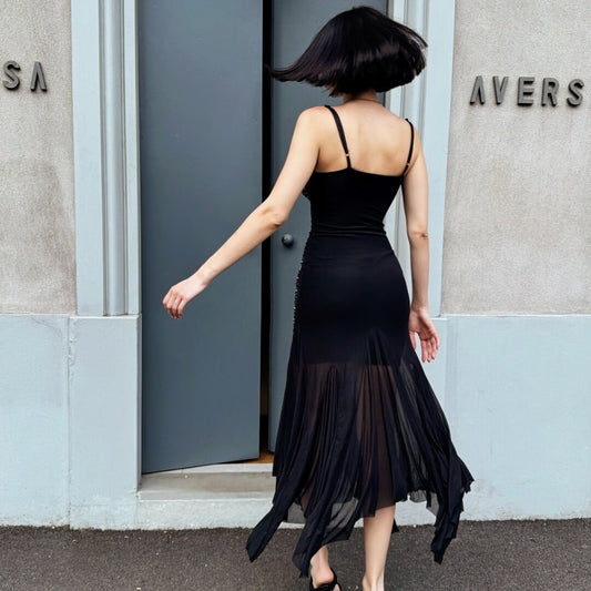 OF - Abito Sirren nero con pietre