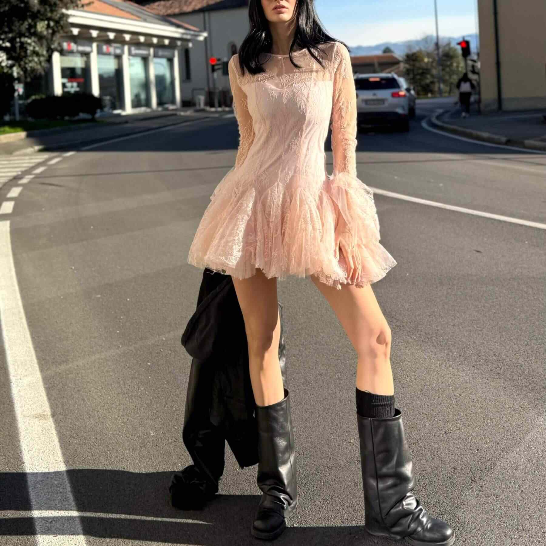 OF - Abito Catherine pizzo rosa