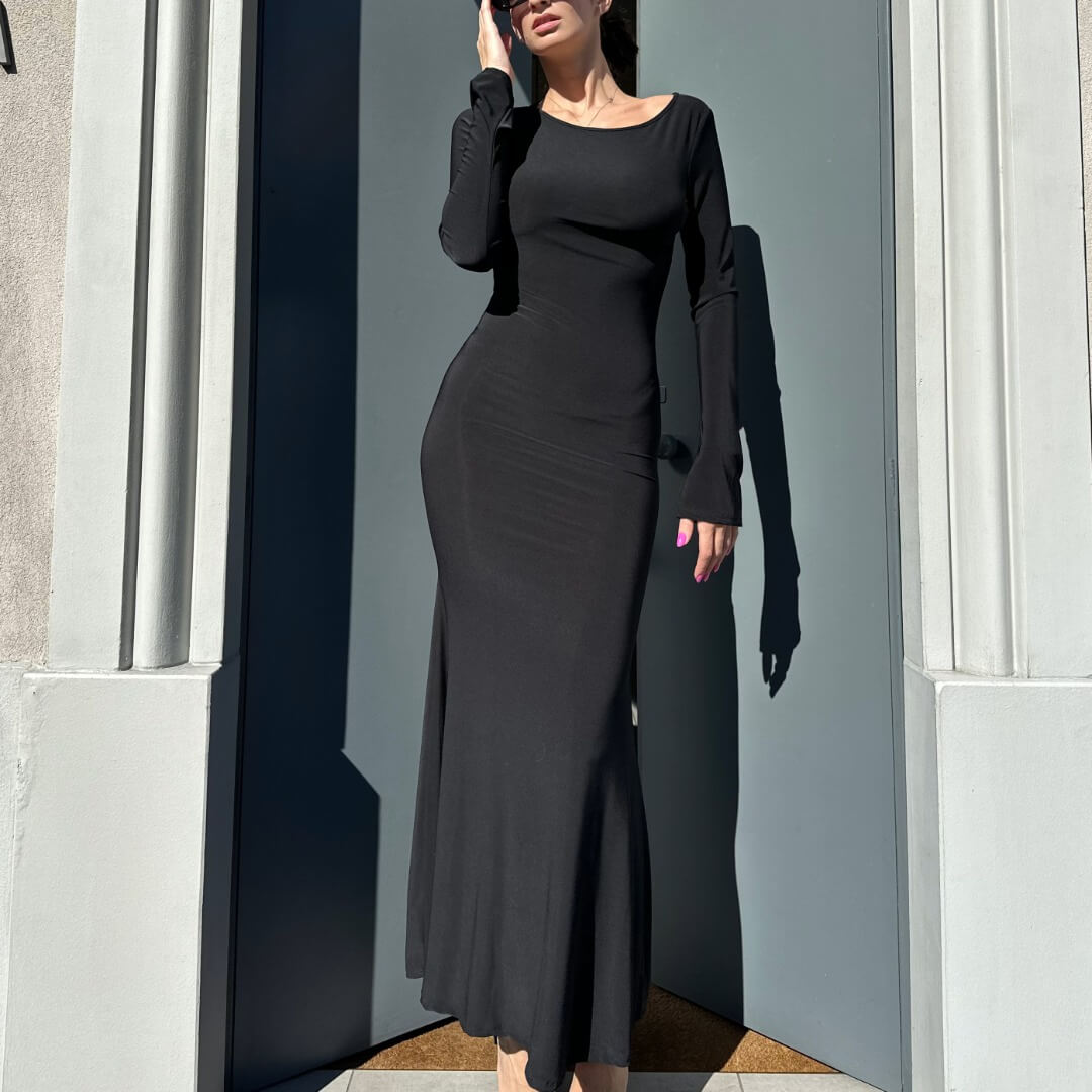 OF - Abito Tea nero schiena nuda