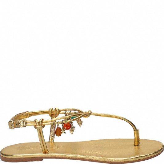 LM - Sandalo basso Allegra infradito gold con charms