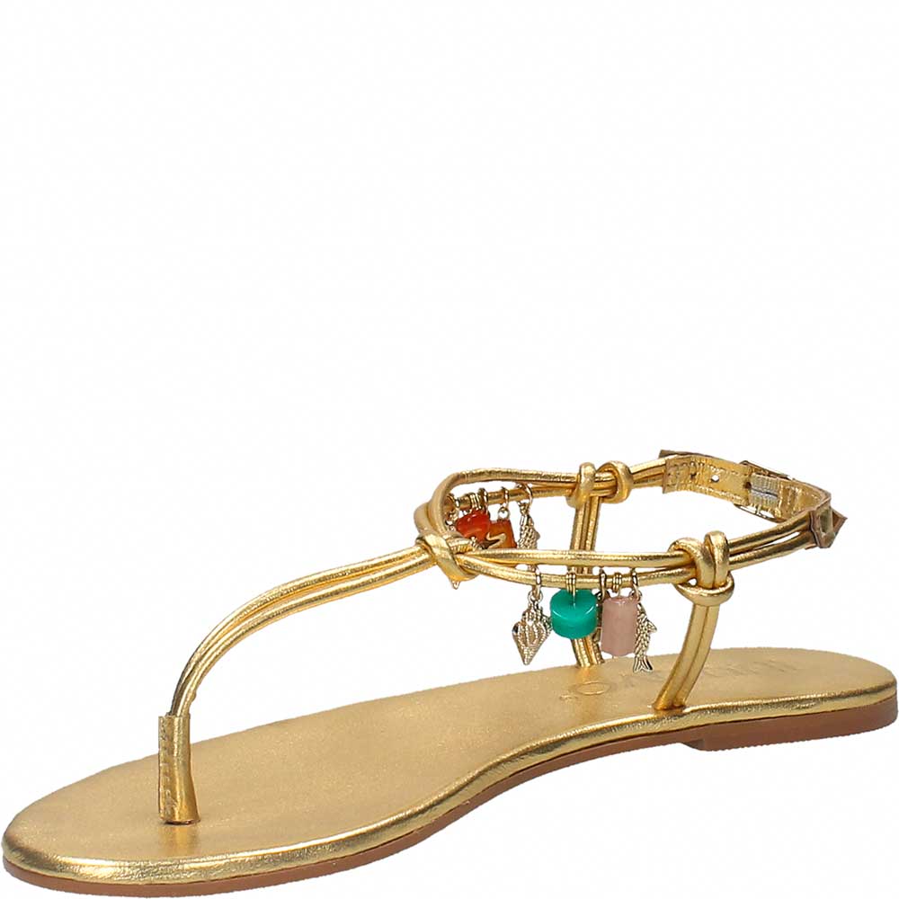 LM - Sandalo basso Allegra infradito gold con charms
