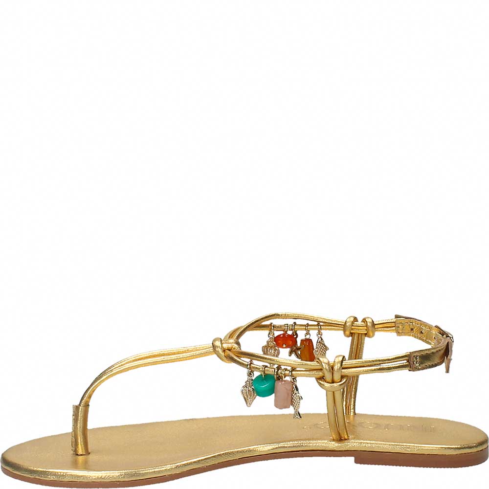 LM - Sandalo basso Allegra infradito gold con charms