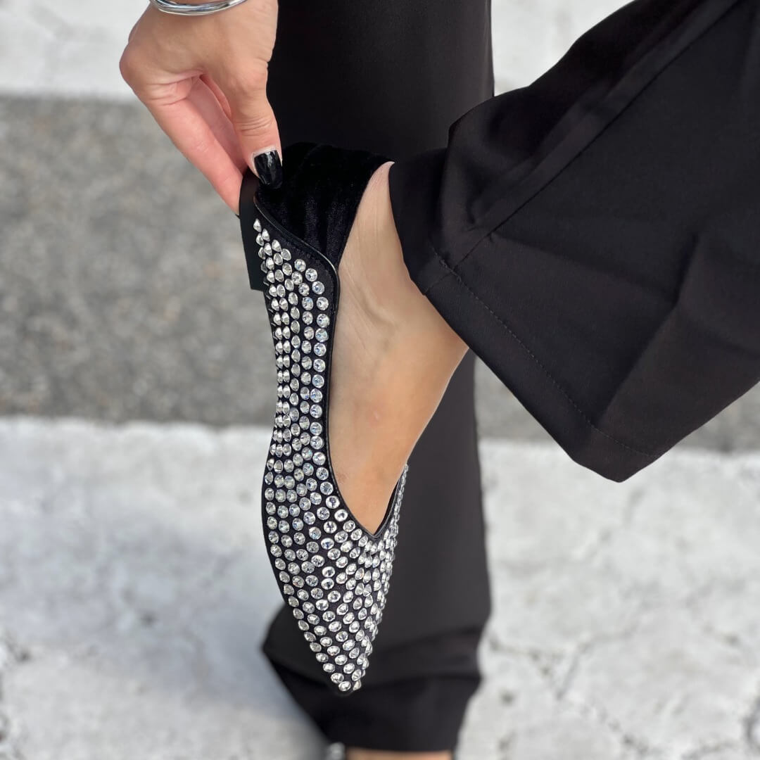 OF - Ballerina Kiki nero con strass