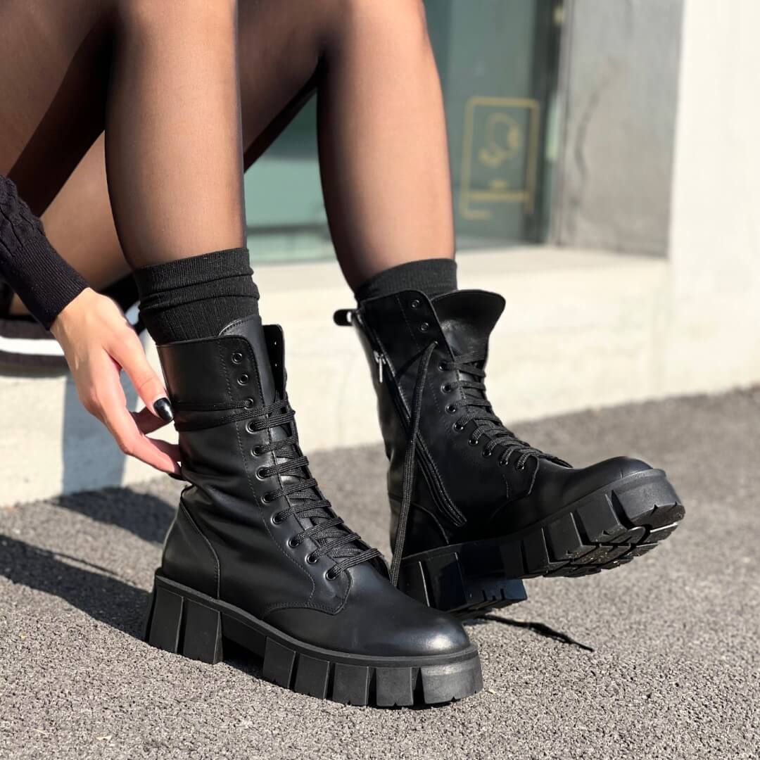 OF - Biker Thomas stringato nero