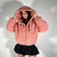 OF - Hinnominate Bomber in ecopelliccia rosa con cappuccio