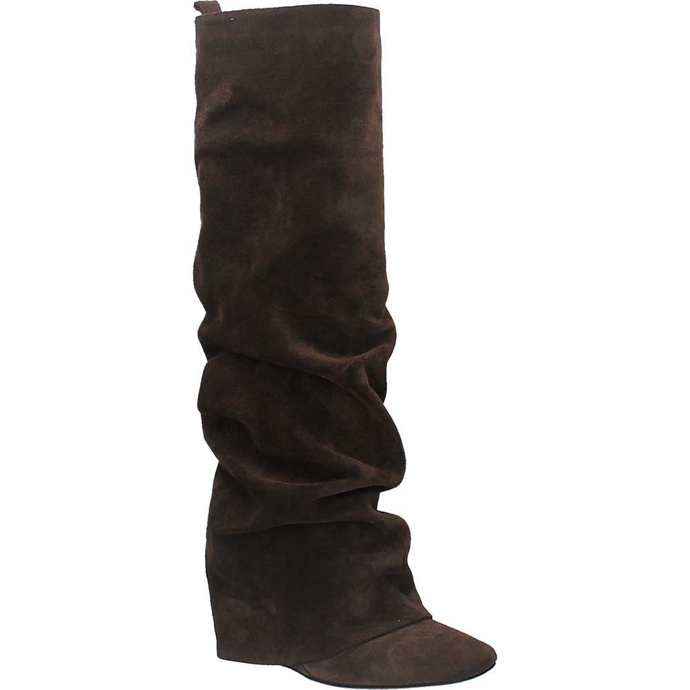 LM - Stivale Bonny testa di moro suede con zeppa