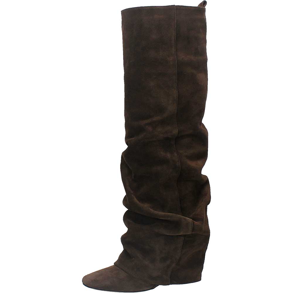 LM - Stivale Bonny testa di moro suede con zeppa