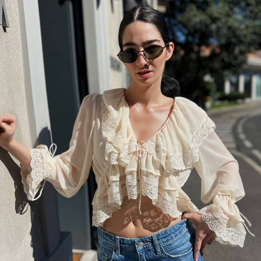 OF - Camicia Sveva rouches beige