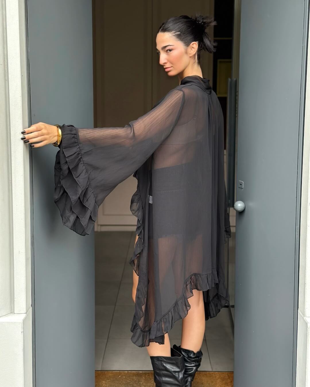 OF - Camicia Jiji rouches nero