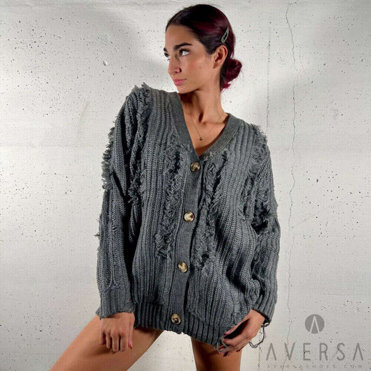 LM - Cardigan Kelsy grigio effetto vintage