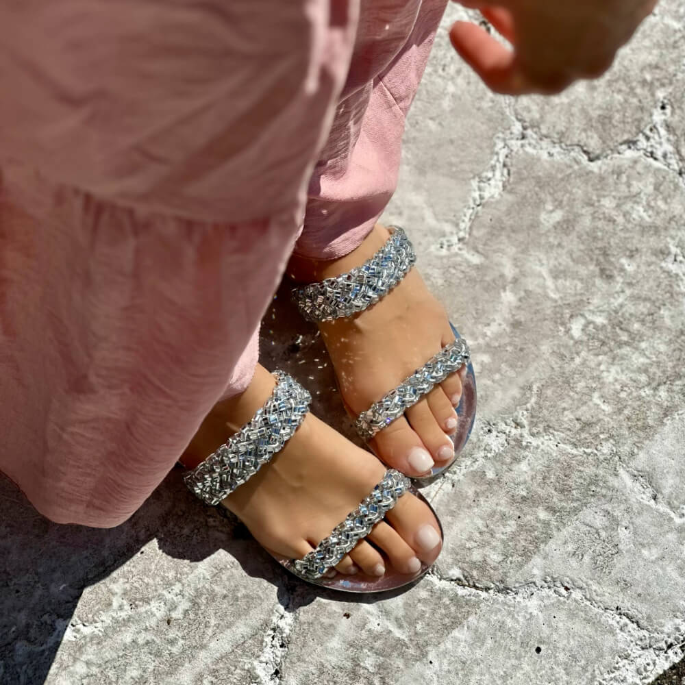 OF - Ciabattina Sissi strass argento