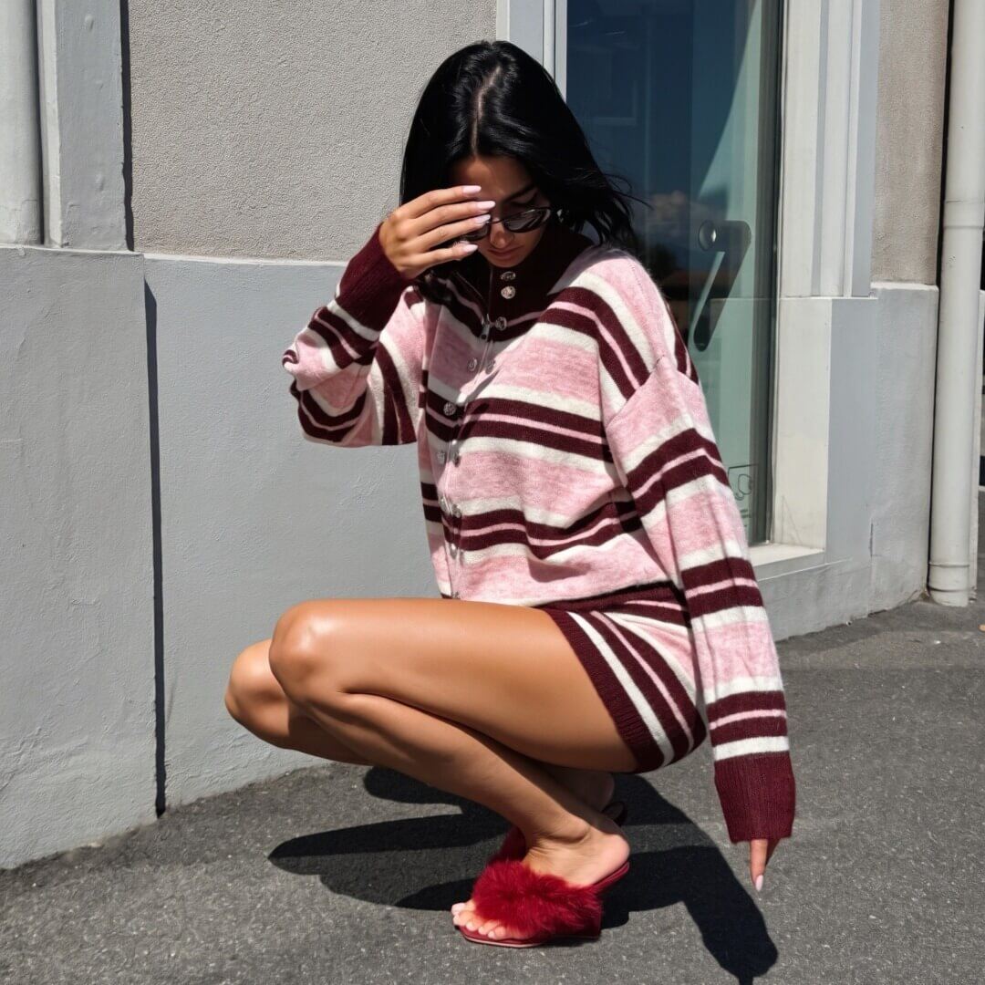 OF - Set Gia righe multicolor rosa