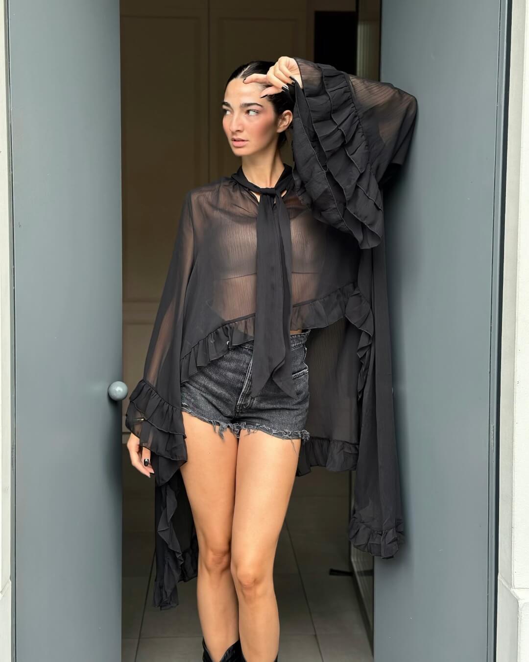 OF - Camicia Jiji rouches nero