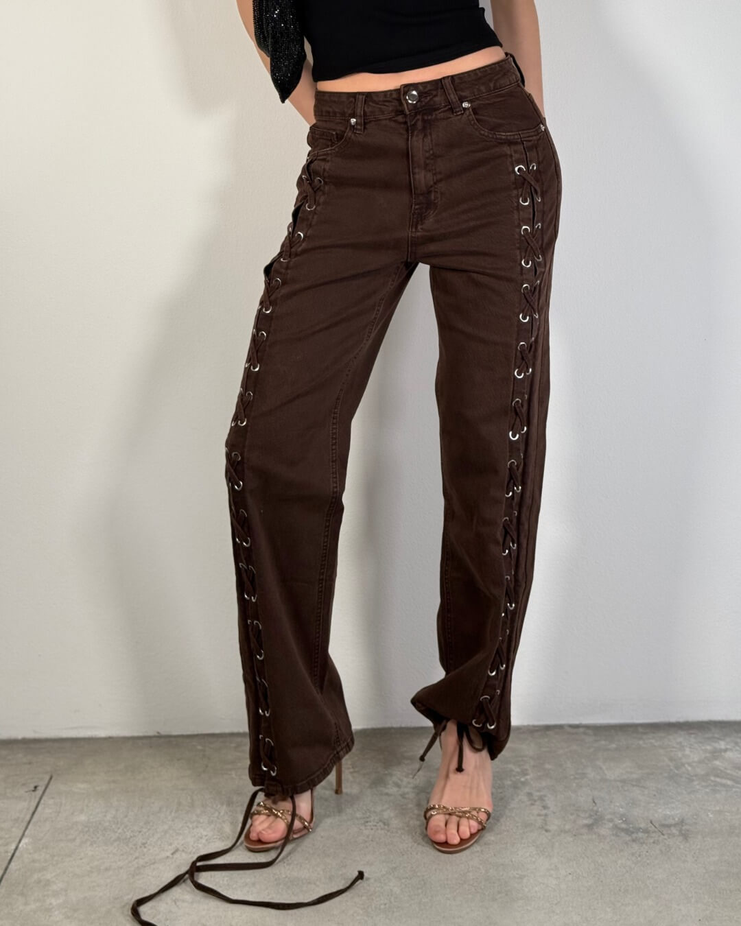 OF - Jeans Trelle intreccio marrone