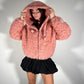 OF - Hinnominate Bomber in ecopelliccia rosa con cappuccio