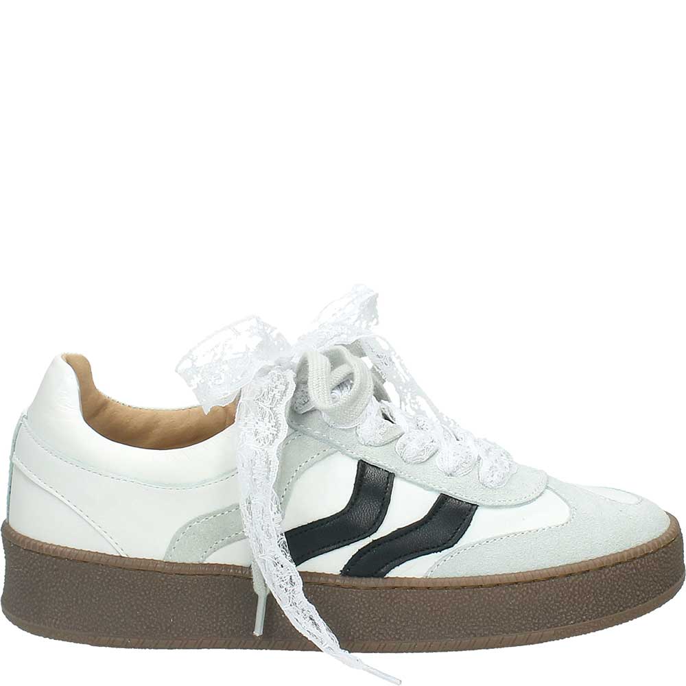 LM - Sneaker Corole bianco con stringhe pizzo