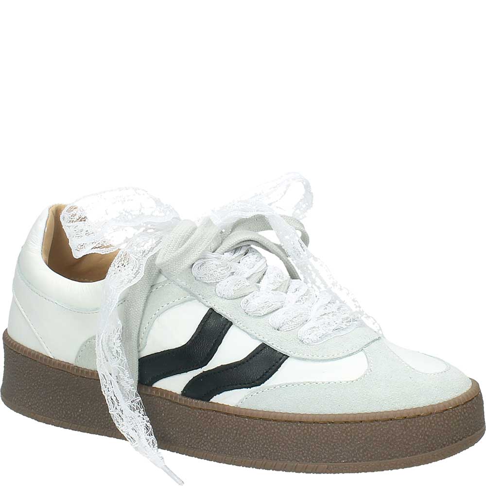 LM - Sneaker Corole bianco con stringhe pizzo