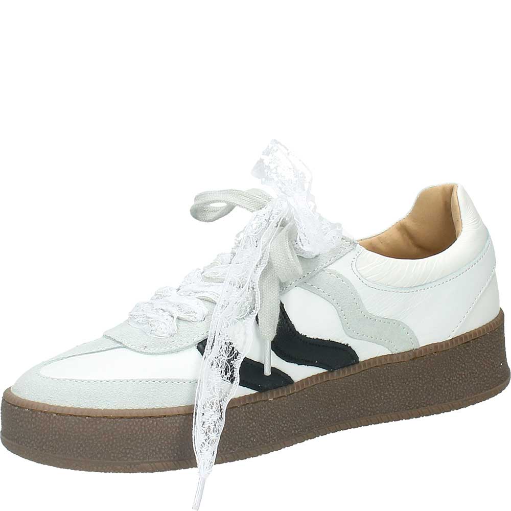 LM - Sneaker Corole bianco con stringhe pizzo