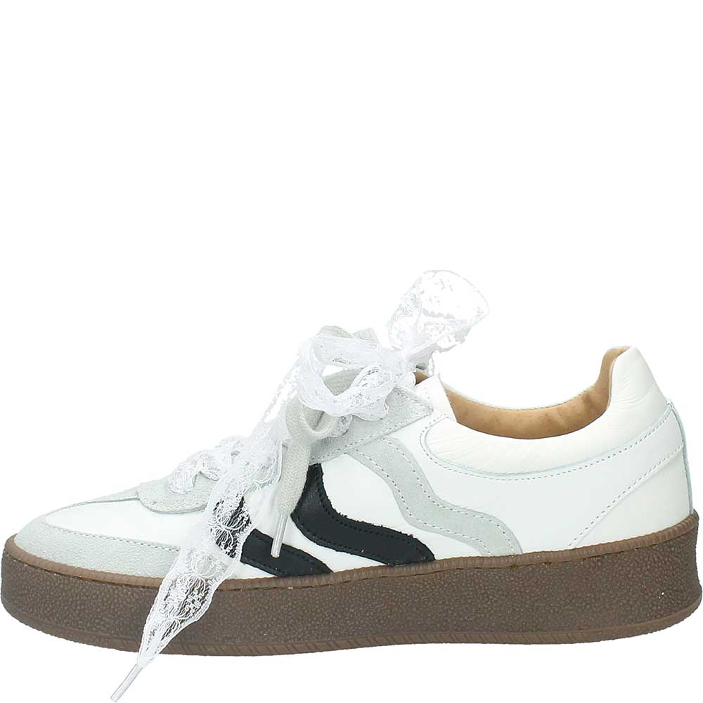 LM - Sneaker Corole bianco con stringhe pizzo
