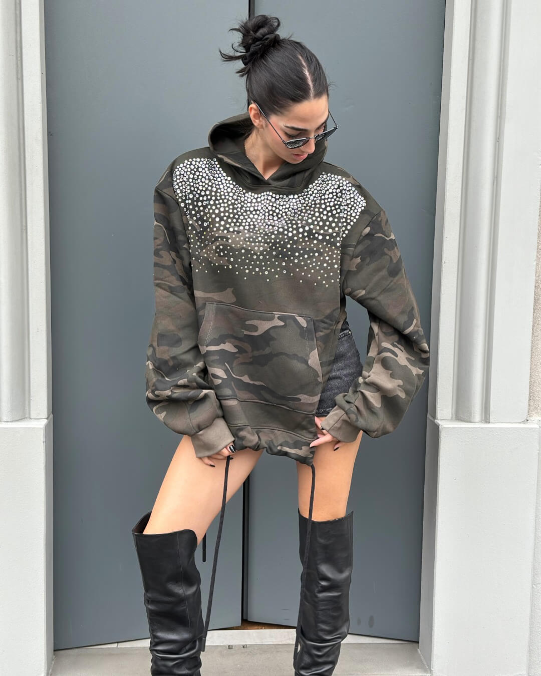 OF - ODI ET AMO Felpa oversize Krysten mimetico