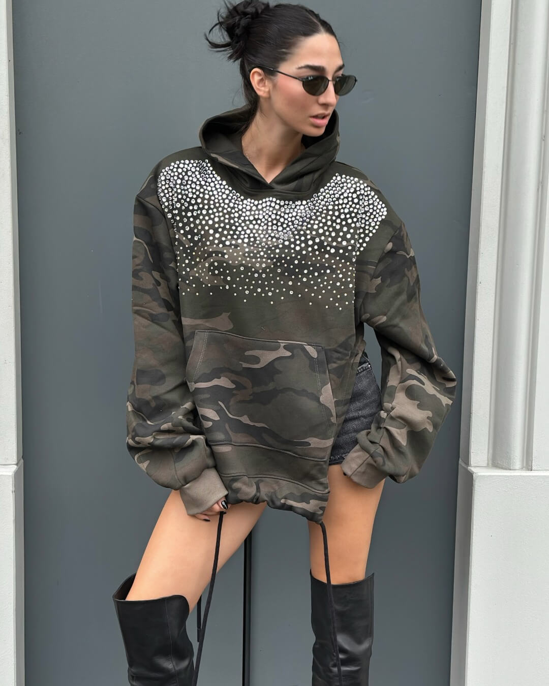 OF - ODI ET AMO Felpa oversize Krysten mimetico