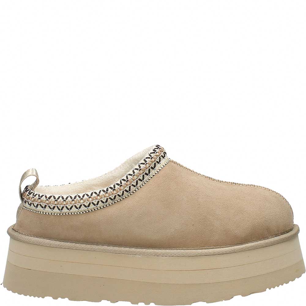 LM - Ciabatta Fluffy platform suede beige