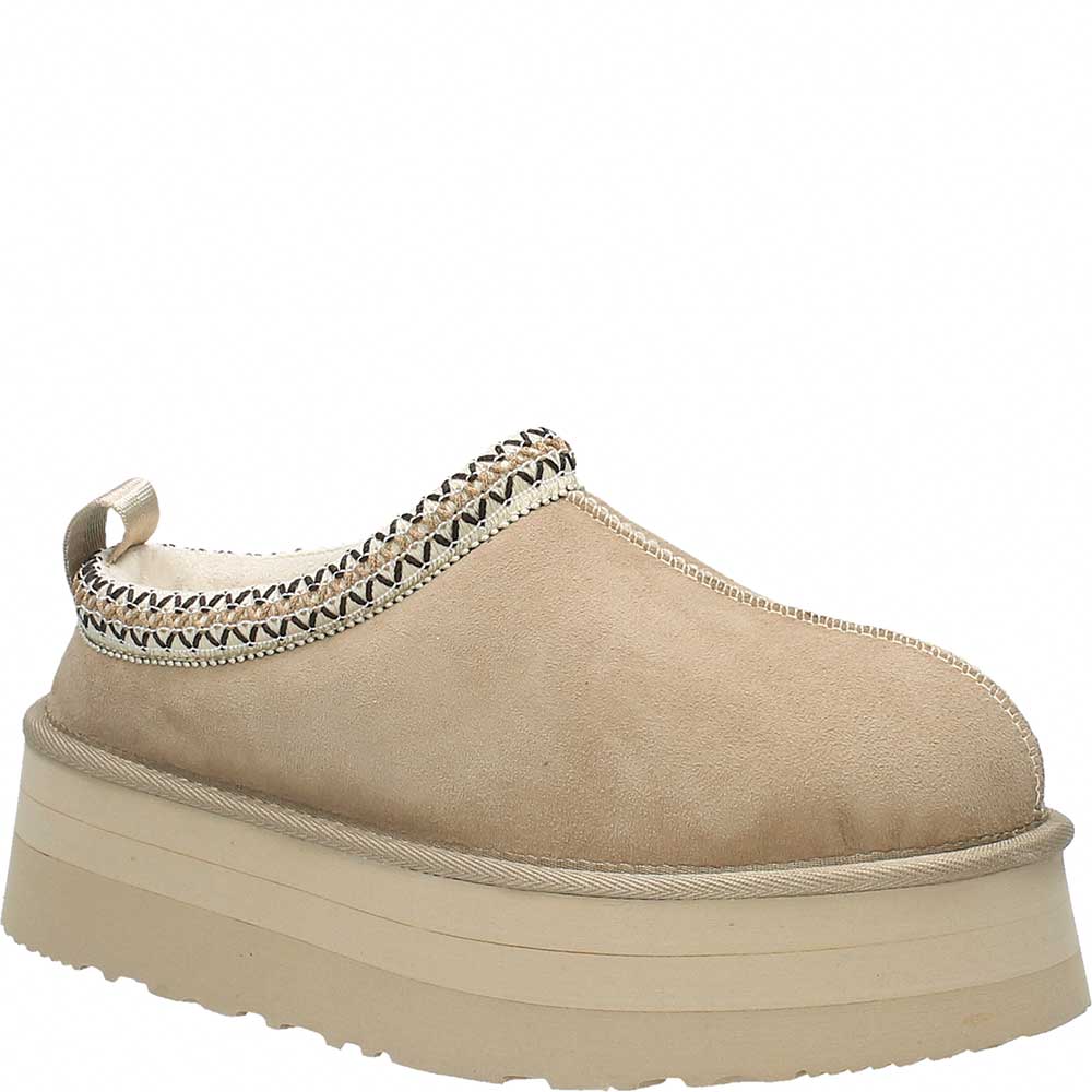 LM - Ciabatta Fluffy platform suede beige