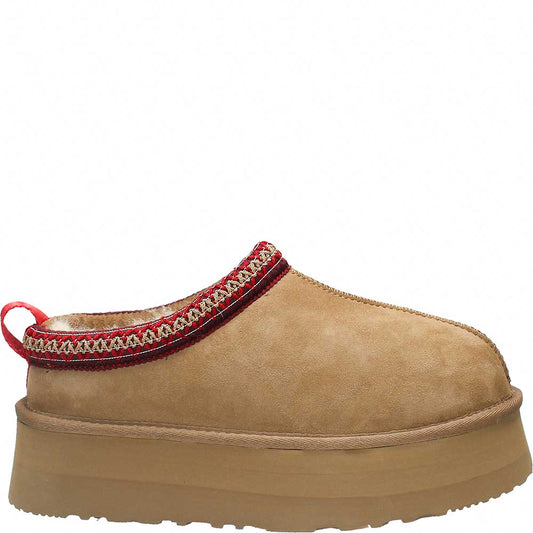 LM - Ciabatta Fluffy platform suede camel