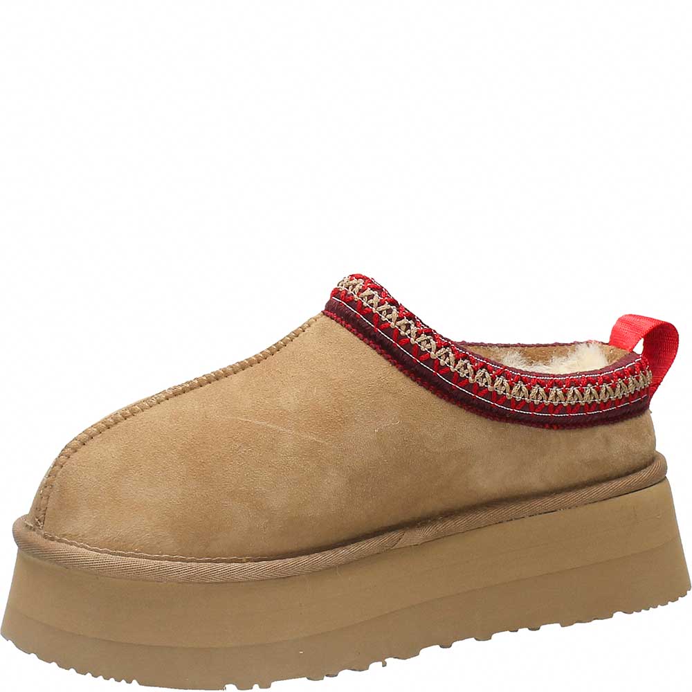 LM - Ciabatta Fluffy platform suede camel