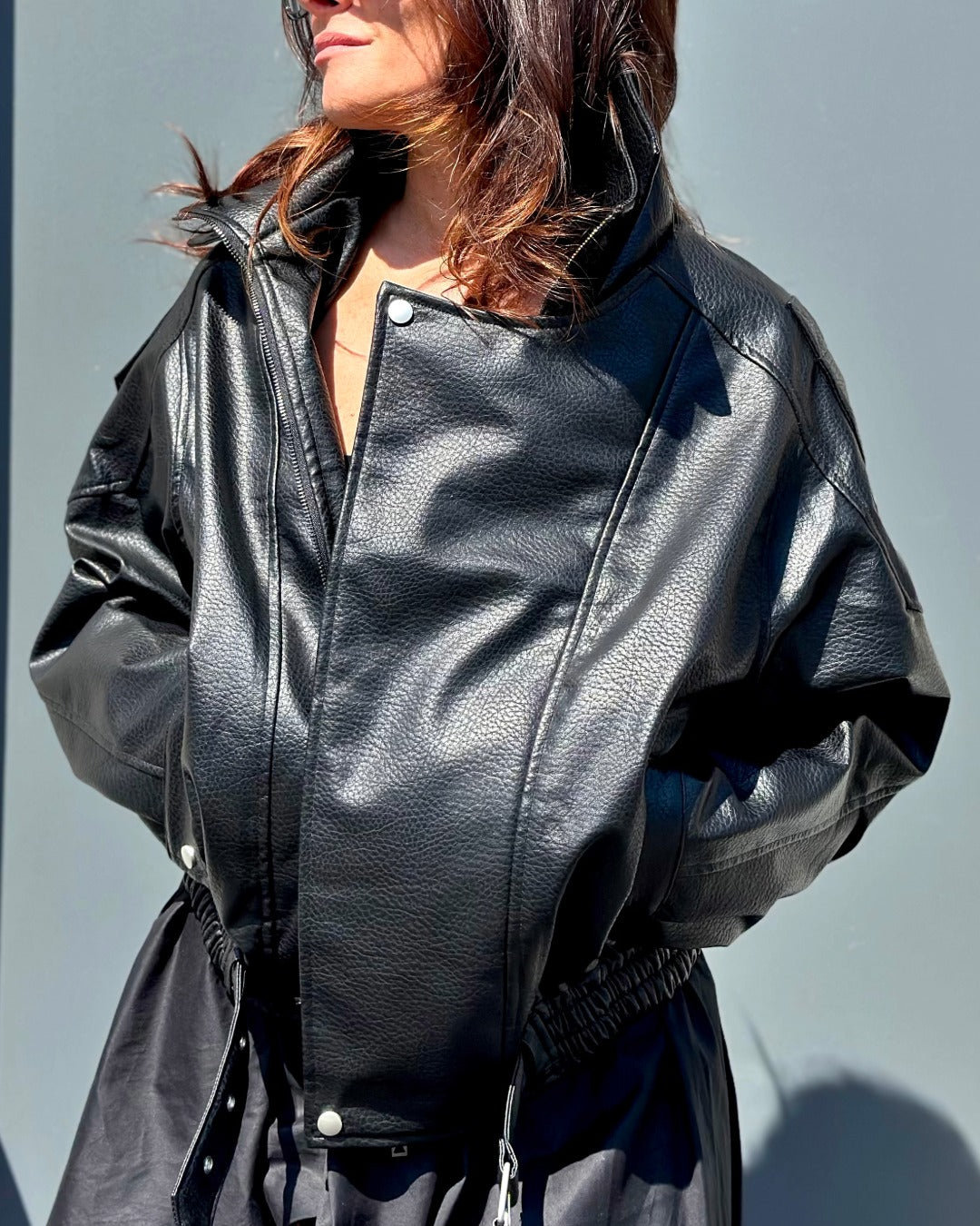 LM - Giacca Laurent aviator nero doppio colletto