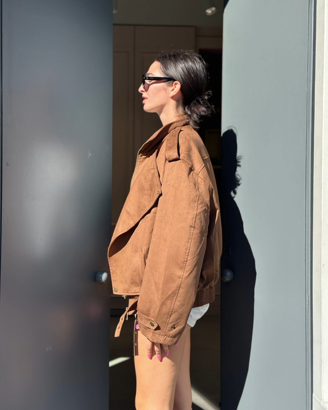 OF - Giacca Anita suede cuoio