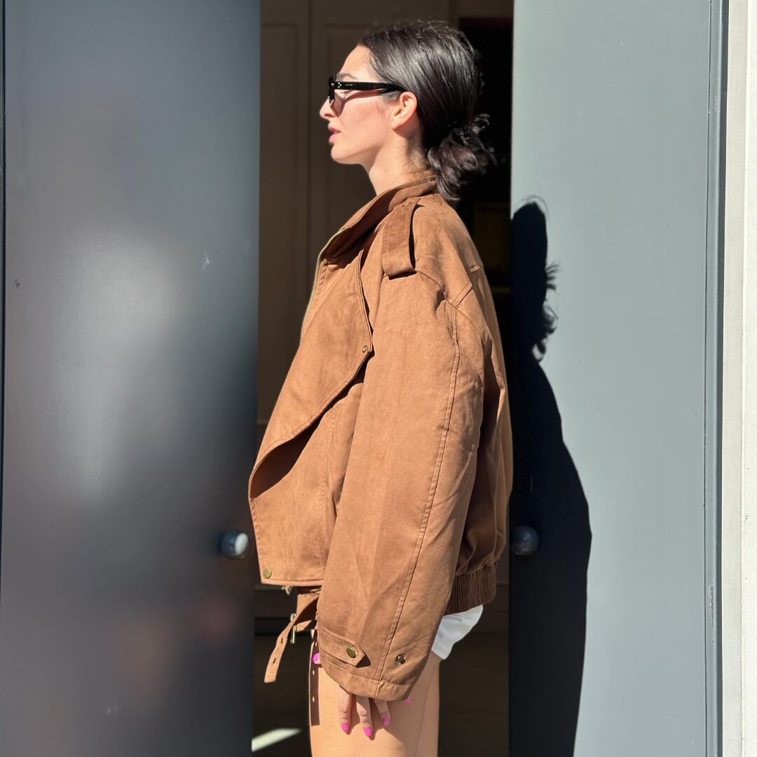 OF - Giacca Anita suede cuoio