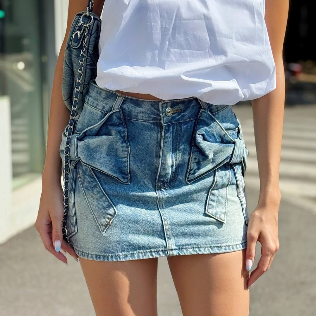 LM - 
Gonna shorts Mia fiocchi denim blu
