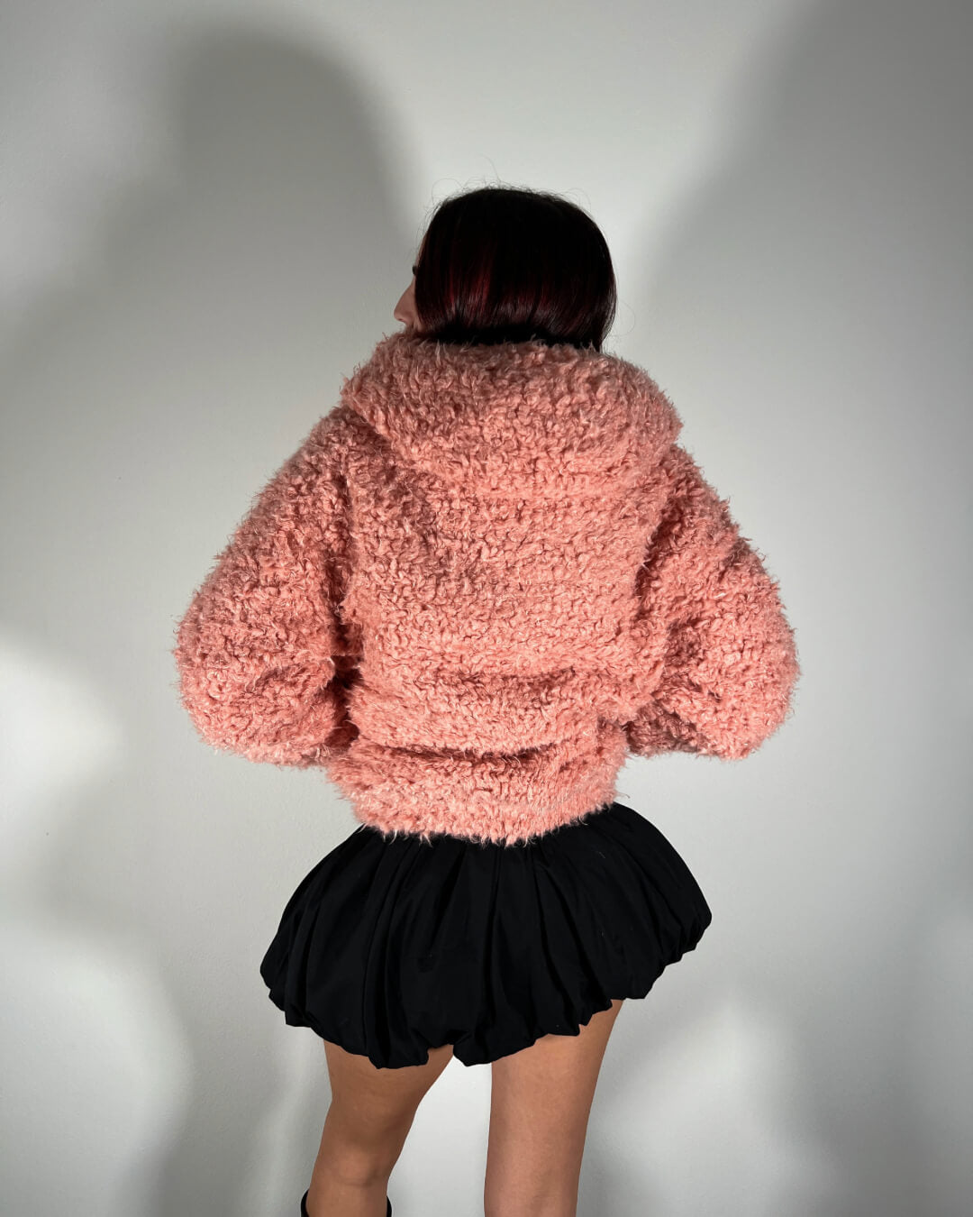 OF - Hinnominate Bomber in ecopelliccia rosa con cappuccio