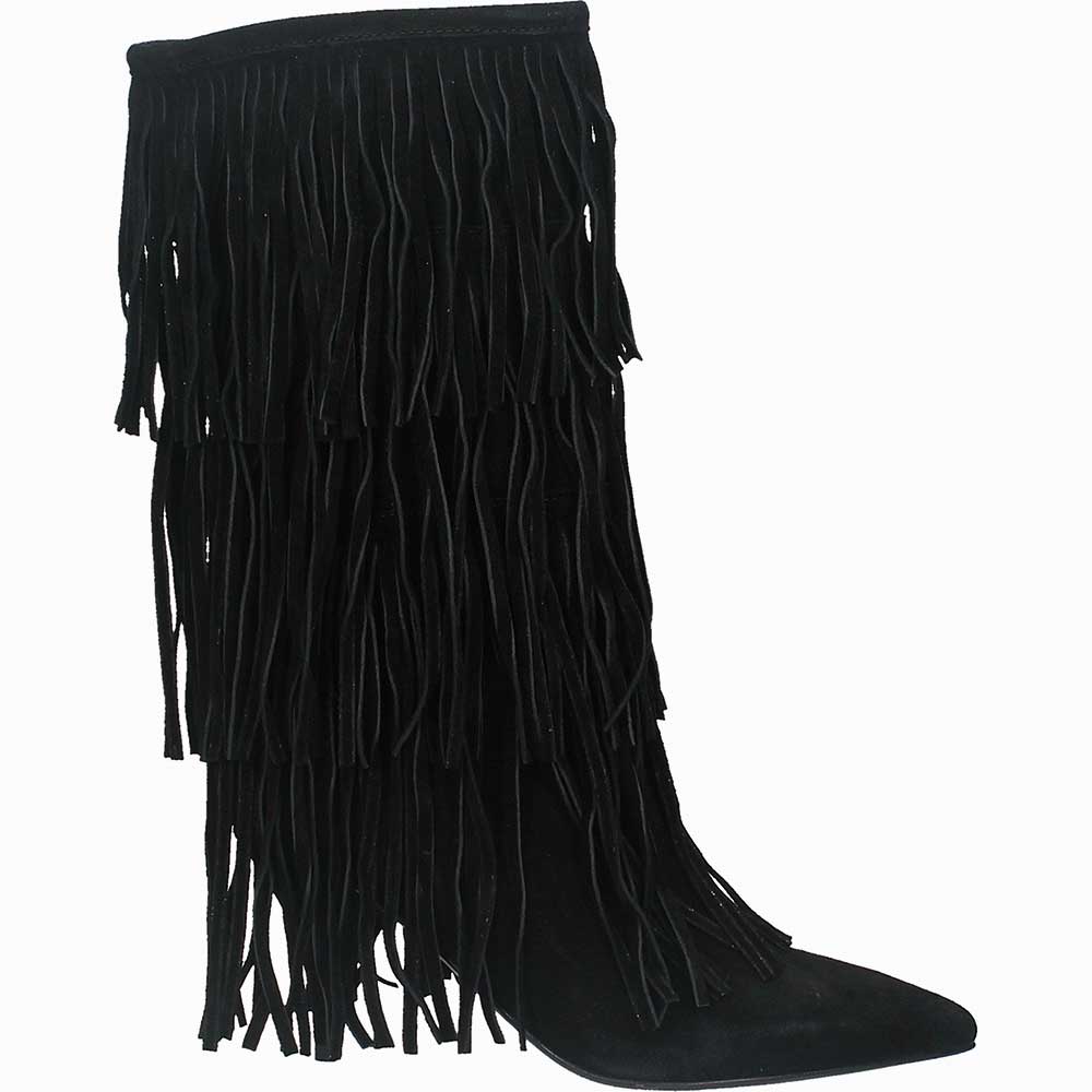 LM - Stivale Hontan nero con frange