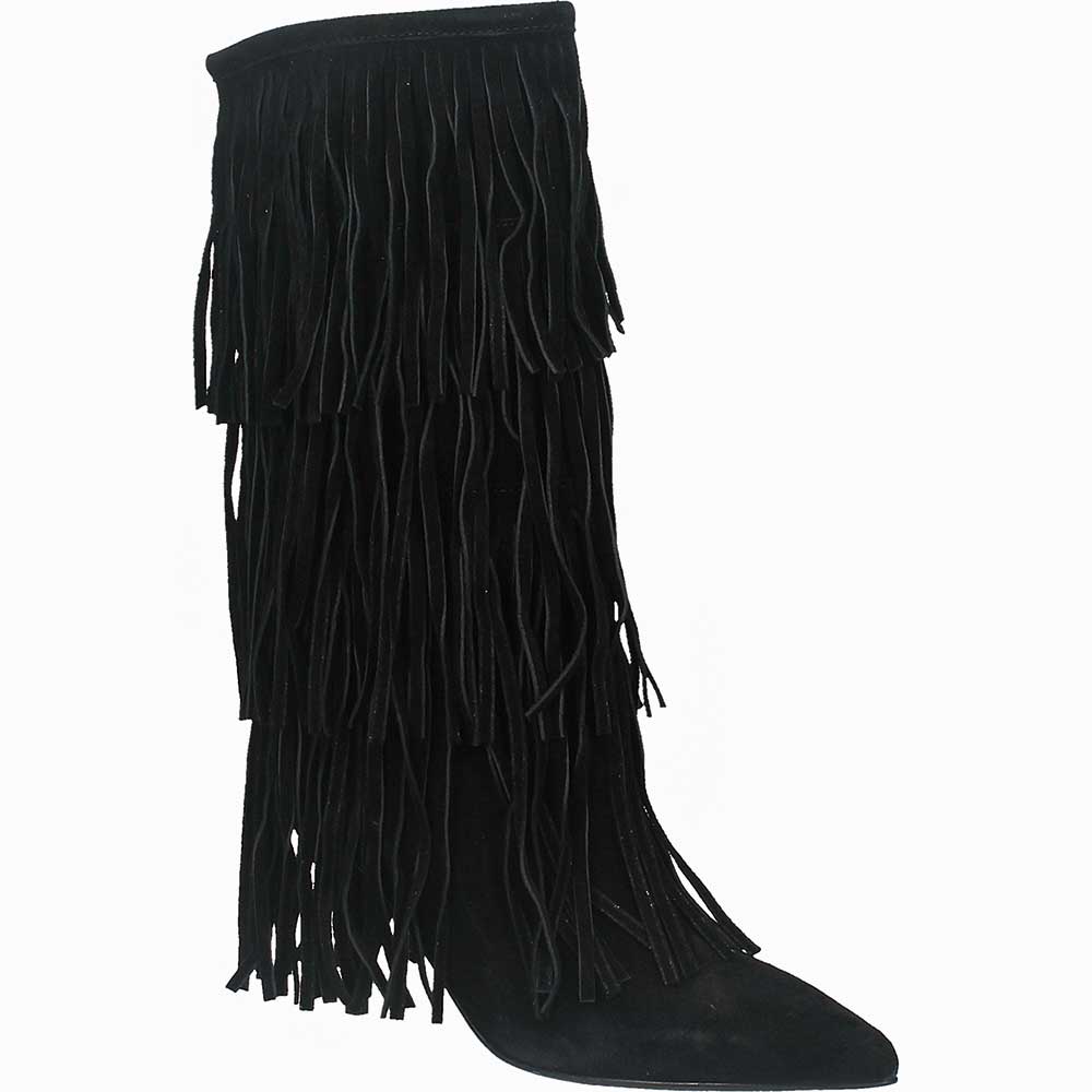 LM - Stivale Hontan nero con frange