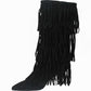 LM - Stivale Hontan nero con frange