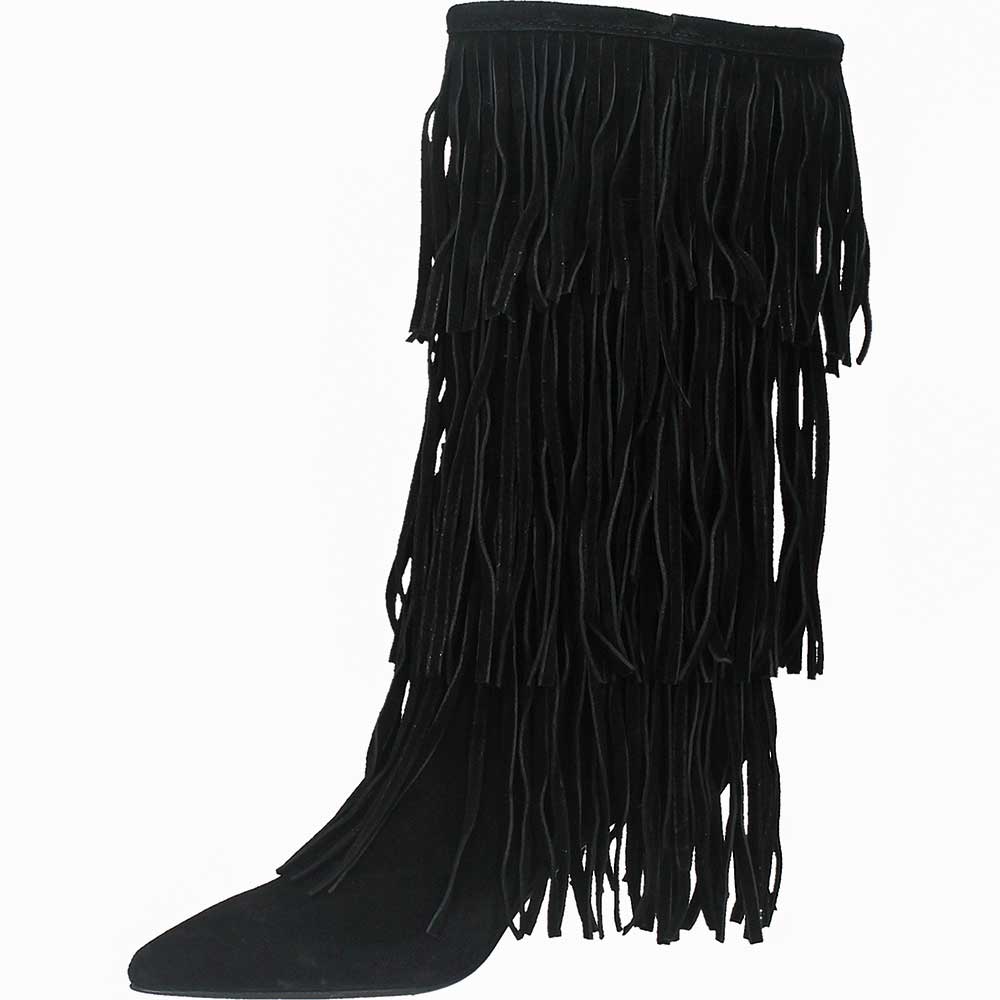 LM - Stivale Hontan nero con frange
