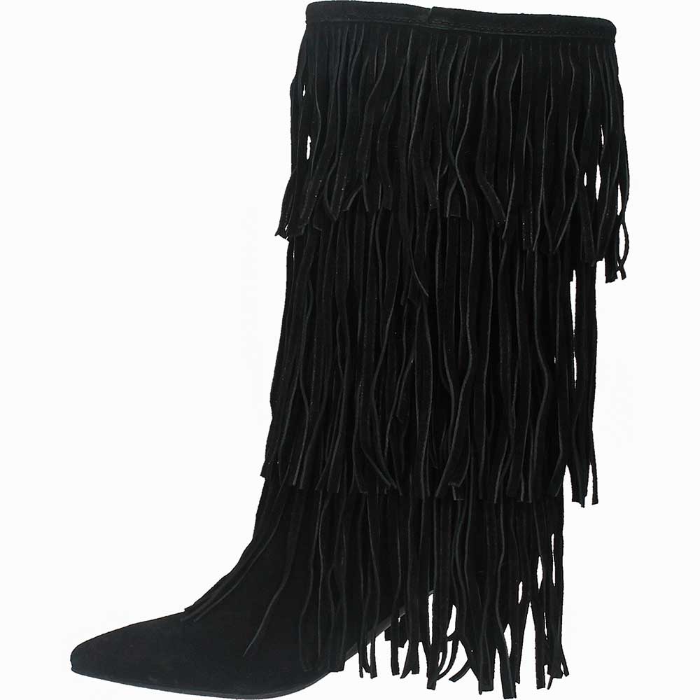 LM - Stivale Hontan nero con frange