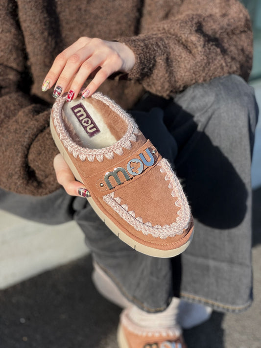 OF - MOU Bounce clog metal logo pink brown