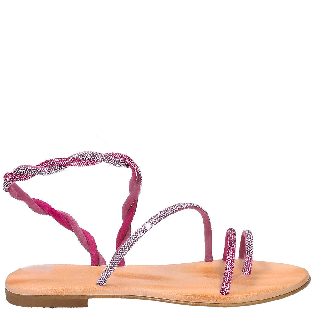 LM - Sandalo basso Lelia strass rosa